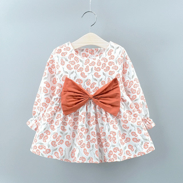 2019 Autumn New Infant Toddler Baby Girl Dress Cotton Long Sleeve Bow Princess Party Dress