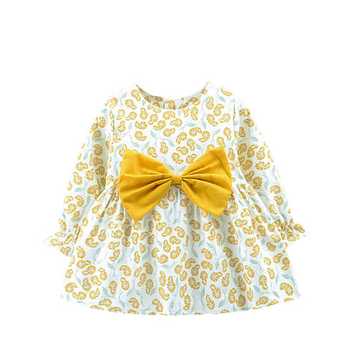 2019 Autumn New Infant Toddler Baby Girl Dress Cotton Long Sleeve Bow Princess Party Dress