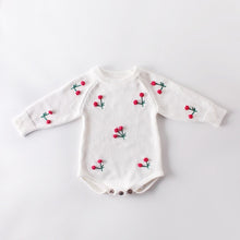 Load image into Gallery viewer, 2019 New Winter Baby Clothes Autumn Cherry Long-sleeved Knit Wool Jumpsuit Romper Polka Dot Covered Button Roupa Infantil Outfit