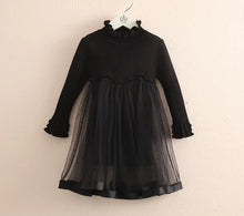 Load image into Gallery viewer, 2019 Spring Autumn 2-6 8 10 Years Crew Neck Long Sleeve Solid Color Kids Baby Girls Mini Above Knee Sweater Lace Patchwork Dress
