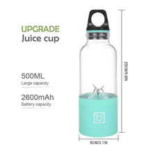 Load image into Gallery viewer, 2600mAh USB Rechargeable Batteries Detachable Cup Portable Juicer Personal Blender Mixer Shaker Fruit Vegetable Juice Machine