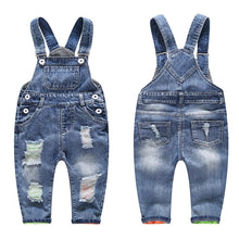 Load image into Gallery viewer, 3-8T kid jeans children jeans boys pants denim trousers Korean children jeans overalls bib pants jeans for boys kids boy clothes