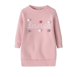 3-8Y Child Baby Girls Warm Dress Autumn/Winter Plush Ball Long Sleeve Mini Stright Dresses Girls Party Princess Dress Clothes