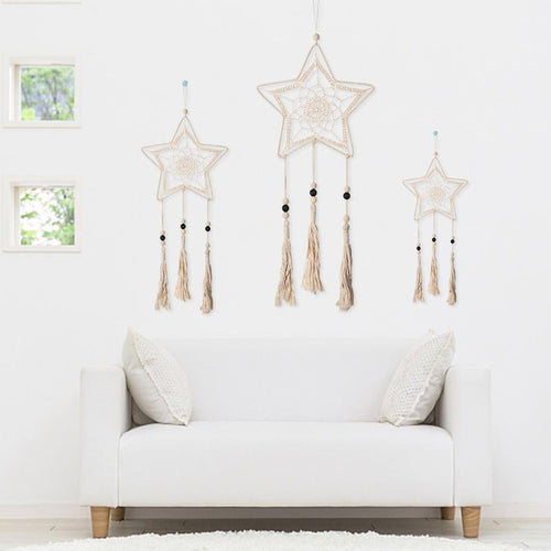 3PCS Nordic Style Boho Macrame Dream Catcher Woven Feathers Ornament Wall Hanging Handmade Tassels Dreamcatcher Home Decoration