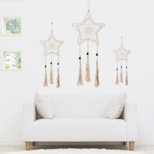 3PCS Nordic Style Boho Macrame Dream Catcher Woven Feathers Ornament Wall Hanging Handmade Tassels Dreamcatcher Home Decoration