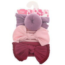 Load image into Gallery viewer, 3pcs/Set New Solid Nylon Headband Bow Headbands For Cute Kids Girls Hair Girls Turban Hairband Children Soft Cotton Headband
