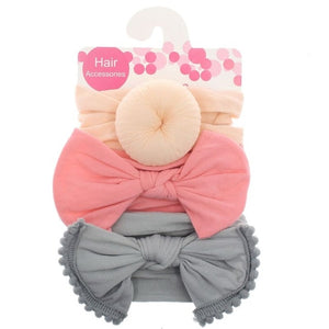 3pcs/Set New Solid Nylon Headband Bow Headbands For Cute Kids Girls Hair Girls Turban Hairband Children Soft Cotton Headband