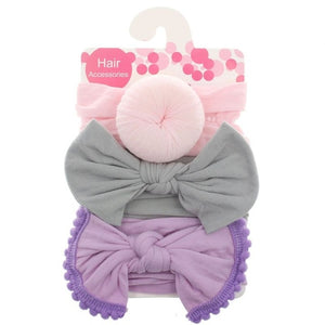 3pcs/Set New Solid Nylon Headband Bow Headbands For Cute Kids Girls Hair Girls Turban Hairband Children Soft Cotton Headband