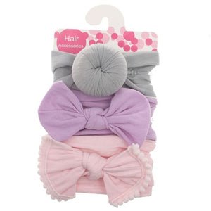 3pcs/Set New Solid Nylon Headband Bow Headbands For Cute Kids Girls Hair Girls Turban Hairband Children Soft Cotton Headband