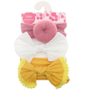 3pcs/Set New Solid Nylon Headband Bow Headbands For Cute Kids Girls Hair Girls Turban Hairband Children Soft Cotton Headband