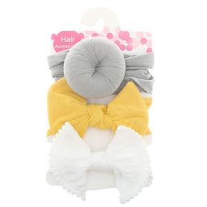 3pcs/Set New Solid Nylon Headband Bow Headbands For Cute Kids Girls Hair Girls Turban Hairband Children Soft Cotton Headband