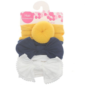 3pcs/Set New Solid Nylon Headband Bow Headbands For Cute Kids Girls Hair Girls Turban Hairband Children Soft Cotton Headband