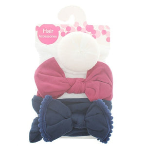 3pcs/Set New Solid Nylon Headband Bow Headbands For Cute Kids Girls Hair Girls Turban Hairband Children Soft Cotton Headband