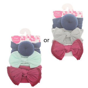 3pcs/Set New Solid Nylon Headband Bow Headbands For Cute Kids Girls Hair Girls Turban Hairband Children Soft Cotton Headband