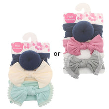 Load image into Gallery viewer, 3pcs/Set New Solid Nylon Headband Bow Headbands For Cute Kids Girls Hair Girls Turban Hairband Children Soft Cotton Headband