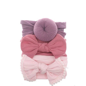 3pcs/Set New Solid Nylon Headband Bow Headbands For Cute Kids Girls Hair Girls Turban Hairband Children Soft Cotton Headband