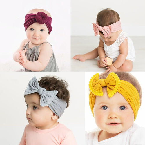 3pcs/Set New Solid Nylon Headband Bow Headbands For Cute Kids Girls Hair Girls Turban Hairband Children Soft Cotton Headband