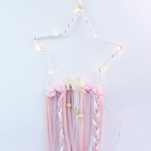 5 Star Shape Beads Tassels With LED Lamp Dreamcatcher Nordic Kids Gilrls Room Decoration Nursery Wall Hanging Ornaments Props