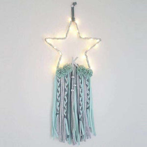 5 Star Shape Beads Tassels With LED Lamp Dreamcatcher Nordic Kids Gilrls Room Decoration Nursery Wall Hanging Ornaments Props