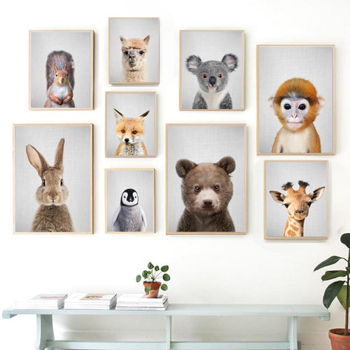 Alpaca Fox Bear Giraffe Wall Art Canvas Painting Nordic Posters And Print Animal Wall Pictures Kids Baby Room Scandinavian Decor