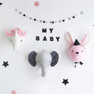 Animal Head Elephant Deer Fox Swan Lion Tiger Head For Baby Room Decor Baby Kids Bedroom Hangings Wall Decor Gifts
