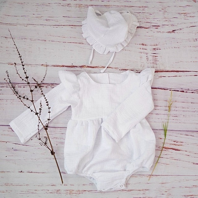 Autumn Baby Girl Clothes Cotton Long Sleeve Baby Romper For New Born Winter Boutiques Linen Playsuit Photo Props Infant Outfit