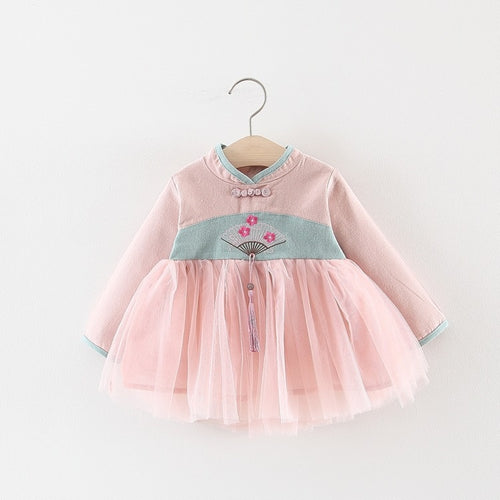 Autumn Girl Dress Chinese Style Kids Dresses for Girls Cotton Long Sleeve Princess Dress Fashion Girls Clothing