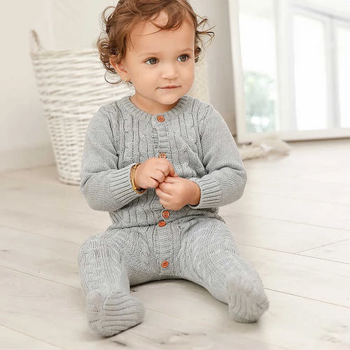 Baby Footie Clothes Newborn Candy Color Knitted Toddler Kids Girls Jumpsuits Long Sleeve Infant Boys Overalls Children's Outfits