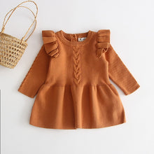 Load image into Gallery viewer, Baby Girl Autumn Winter Knit Dress New Fashion Baby Toddlers Children Kids Ruffled Long Sleeve Warm Sweater Dress Roupa Infant