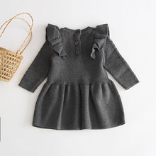 Load image into Gallery viewer, Baby Girl Autumn Winter Knit Dress New Fashion Baby Toddlers Children Kids Ruffled Long Sleeve Warm Sweater Dress Roupa Infant