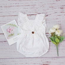 Load image into Gallery viewer, Baby Girl Romper Clothes Linen Summer Fashion Children&#39;s Kids Solid Color Clothing Light Pink Jumpsuit Cotton Puff Sleeve Roupas