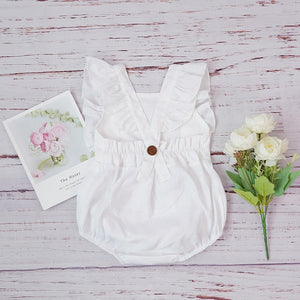 Baby Girl Romper Clothes Linen Summer Fashion Children's Kids Solid Color Clothing Light Pink Jumpsuit Cotton Puff Sleeve Roupas