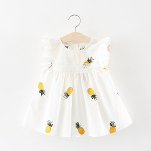 Baby Girls Clothes Summer Baby Dress Frill Sleeve Newborn Infant Dresses Cotton Pineapple Sleeveless Toddler Dresses