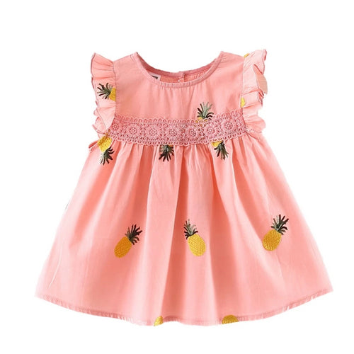 Baby Girls Clothes Summer Baby Dress Frill Sleeve Newborn Infant Dresses Cotton Pineapple Sleeveless Toddler Dresses