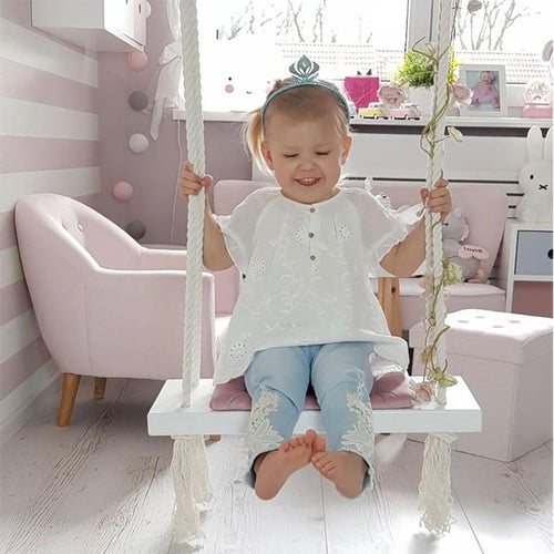Baby Swing Chair Hanging Swings Set Children Toy Rocking Solid Wood Seat with Cushion Safety Baby Spullen Indoor Baby Room Decor