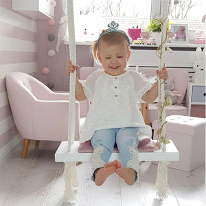 Baby Swing Chair Hanging Swings Set Children Toy Rocking Solid Wood Seat with Cushion Safety Baby Spullen Indoor Baby Room Decor