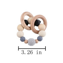 Load image into Gallery viewer, Baby Toy Wooden Pram Clip Pram Pushchair Personalize Dummy Clip Pacifier Chain Chewable Bracelet Silicone Baby Wooden Teether