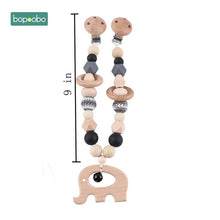 Load image into Gallery viewer, Baby Toy Wooden Pram Clip Pram Pushchair Personalize Dummy Clip Pacifier Chain Chewable Bracelet Silicone Baby Wooden Teether