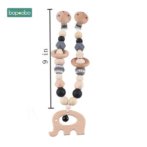 Baby Toy Wooden Pram Clip Pram Pushchair Personalize Dummy Clip Pacifier Chain Chewable Bracelet Silicone Baby Wooden Teether