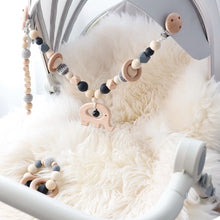Load image into Gallery viewer, Baby Toy Wooden Pram Clip Pram Pushchair Personalize Dummy Clip Pacifier Chain Chewable Bracelet Silicone Baby Wooden Teether