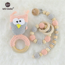 Load image into Gallery viewer, Baby Toys 1set Crochet Amigurumi Elephant Owl Rattle Bell Custom Newborn Pacifier Clip Montessori Toy Educational Baby Rattle
