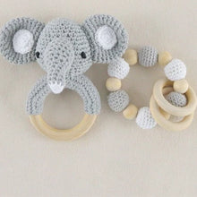 Load image into Gallery viewer, Baby Toys 1set Crochet Amigurumi Elephant Owl Rattle Bell Custom Newborn Pacifier Clip Montessori Toy Educational Baby Rattle