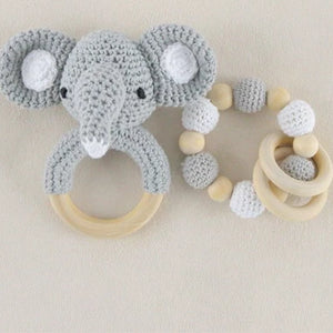 Baby Toys 1set Crochet Amigurumi Elephant Owl Rattle Bell Custom Newborn Pacifier Clip Montessori Toy Educational Baby Rattle