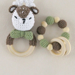 Baby Toys 1set Crochet Amigurumi Elephant Owl Rattle Bell Custom Newborn Pacifier Clip Montessori Toy Educational Baby Rattle
