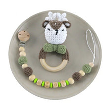 Load image into Gallery viewer, Baby Toys 1set Crochet Amigurumi Elephant Owl Rattle Bell Custom Newborn Pacifier Clip Montessori Toy Educational Baby Rattle