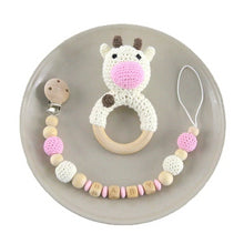 Load image into Gallery viewer, Baby Toys 1set Crochet Amigurumi Elephant Owl Rattle Bell Custom Newborn Pacifier Clip Montessori Toy Educational Baby Rattle