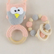 Load image into Gallery viewer, Baby Toys 1set Crochet Amigurumi Elephant Owl Rattle Bell Custom Newborn Pacifier Clip Montessori Toy Educational Baby Rattle