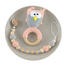 Load image into Gallery viewer, Baby Toys 1set Crochet Amigurumi Elephant Owl Rattle Bell Custom Newborn Pacifier Clip Montessori Toy Educational Baby Rattle