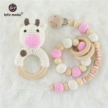 Load image into Gallery viewer, Baby Toys 1set Crochet Amigurumi Elephant Owl Rattle Bell Custom Newborn Pacifier Clip Montessori Toy Educational Baby Rattle