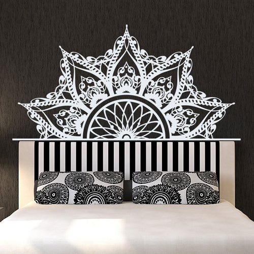 Bohemian Yoga Studio Wall Decal Headboard Vinyl Sticker Home Bedroom Decor Half Mandala Design Wall Mural Boho Art Poster MTL09